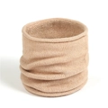 Soft beige knitted snood scarf for women featuring premium warm ribbed texture - Camel