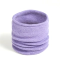 Close-up detail of soft light purple knitted neck warmer with fine ribbed texture - Purple