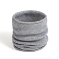 Close-up of gray knitted neck warmer showing fine texture and soft ribbed fabric - Light Heather Grey