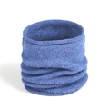 Macro shot of blue knitted neck warmer showing ribbed texture and seamless edges - Dark Blue