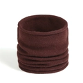 Close-up of soft knit wine red infinity scarf showing detailed wool texture and stitching - Coffee