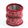 Cache-cou tricoté d'hiver avec motif Fair Isle rouge et doublure en polaire épaisse - Rouge (WB11-1)