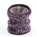 Tour de cou tricoté pour l'hiver avec motif flocons violets et doublure polaire - Violet (WB11-2)