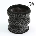 Winter knit neck warmer with dark grey geometric pattern and thick fleece lining - Black