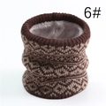 Winter neck warmer with brown diamond knit pattern and grey faux fur fleece lining - Coffee