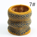 Winter knit neck warmer with yellow and blue geometric patterns and fleece lining - Yellow