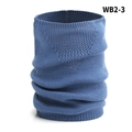 Unisex dark blue knitted neck warmer with hollow pattern and ribbed edges for winter - Denim Blue (WB2-3)
