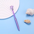 Elegante bolígrafo de cristal morado con un gran diamante y cuentas de color púrpura - Punta de Bala (Tinta Negra) / Púrpura