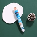 Blue Christmas Kapibara 10-color retractable ballpoint pen with a cute white bear topper - Snowman (Blue)