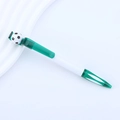 Penna a sfera bianca con accenti verdi e un pallone da calcio rotante sulla punta - Verde