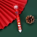 10-color Christmas ballpoint pen in red with snowman pattern and glitter reindeer top - Snowman