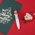 Mini Christmas multi-color ballpoint pen with a 3D snowman topper on white barrel - Christmas New Series-White Snowman