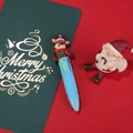 Mini multi-color Christmas ballpoint pen with a light blue barrel and cute reindeer topper - Christmas New Series-Reindeer