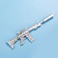 Silver rifle-shaped gel pen with realistic firearm design and matte metal finish - 0.5mm / Silver
