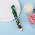 Stylo à bille multicolore avec embout éléphant vert et illustrations d'animaux colorées - Éléphant Vert