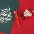Mini penna a sfera natalizia 4 colori con fusto rosso e decorazione regalo festivo - Serie di Natale 2-Regalo