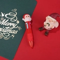 Mini penna a sfera natalizia 4 colori con Babbo Natale 3D e fusto rosso vivace - Serie di Natale 2-Babbo Natale