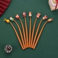 Set of Christmas silicone gel pens with cute cartoon reindeer toppers - Brown Series (Reindeer and Gingerbread House) / 0.5mm