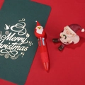 Penna a sfera natalizia a 4 colori con decorazione Babbo Natale e fusto rosso - Serie di Natale 6-Babbo Natale Rosso