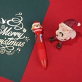 Penna a sfera multicolore natalizia con simpatico topper a cucciolo in rosso - Serie di Natale 8-Cucciolo con Cappello Rosso
