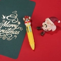 Penna a sfera 4 colori natalizia con fusto giallo e decorazione a forma di renna - Serie di Natale 8-Corgi