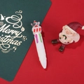 Mini penna a sfera natalizia a 4 colori con corpo bianco e simpatica decorazione 3D - Serie di Natale 8-Scatola Regalo Bianca