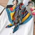 Sciarpa di raso setoso con motivo a sella e pois colorati per donne dallo stile elegante - Stampa Giallo Verde (FJ296-1)