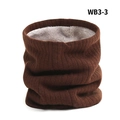 Deep brown ribbed knit neck warmer with thick grey fleece lining for winter warmth - Coffee