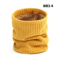 Thick ginger yellow knit neck warmer with striped pattern and fleece lining - Dark Yellow