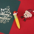 Mini penna a sfera gialla di Natale con cappello rosso di Babbo Natale e quattro colori - Serie di Natale 9-Cappello