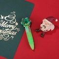 Penna a sfera natalizia verde a 4 colori con ghirlanda decorativa e sfondo rosso - Serie di Natale 5-Albero di Natale