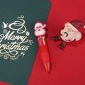 Mini penna a sfera multicolore natalizia con un topper di Babbo Natale in rosso acceso - Serie di Natale 11-Babbo Natale