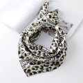 Elegant leopard print satin square scarf with a smooth finish and classic silk texture - 60x60cm / Green Black