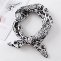 Leopard print satin square scarf for women in gray and white with silky smooth texture - 60x60cm / Dark Grey