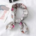 50x50cm satin silk scarf with heart and poker patterns tied in a stylish bow knot - Light Grey (FX-200)
