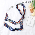 Narrow silk scarf with blue and orange equestrian chain print on elegant white background - Blue Orange White Equestrian Chain(LJ16-22)