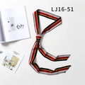Narrow chic striped silk scarf in red with multi-color accents and a silky finish - Red Multicolor Fine Stripe(LJ16-51)