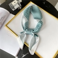 Geometric mint green and white silk square scarf with polka dots and stripes on marble - Bean Green