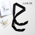 Elegant black satin skinny scarf tied in a bow on a minimalist fashion background - Solid Black Satin(LJ16-59)