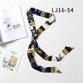 Navy blue narrow silk scarf with gold elephant print and ethnic patterns for women - Navy Blue Retro Ethnic Totem(LJ16-54)