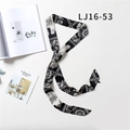 Narrow silk scarf with black and white elephant bohemian print for hair or bag - Black White Bohemian Elephant(LJ16-53)