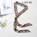 Long skinny neck scarf with classic brown snake skin pattern on white background - Deep Coffee Classic Snake Print(LJ16-40)