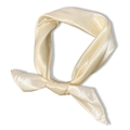 Classic cream satin square scarf with a silky lustrous finish and elegant knot design - Beige