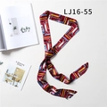 Slim twilly scarf with colorful retro chain prints and elegant silk-like texture - Red Yellow Blue Retro Metal Chain(LJ16-55)