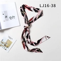 Elegant skinny silk scarf featuring pink and black chain floral print tied in a bow - Pink Black White Fashion Chain Belt(LJ16-38)