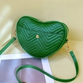 Green heart-shaped quilted leather crossbody bag with elegant gold hardware - Green