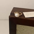 Elegant French retro adjustable gold ring featuring a large pearl and zircon halo - Adjustable Single / Gold Button Pearl Ring