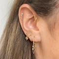 Golden star and moon earrings set with zircon stones, bohemian minimalist jewelry for women - Earring Set (TZ00004)