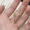 Gold plated micro-pasted zircon nail ring with hollow double oval design on vintage paper - Micro Pave Hollow Nail Ring / Gold