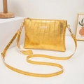 Chic golden crocodile pattern crossbody bag with metallic finish and adjustable strap - Gold